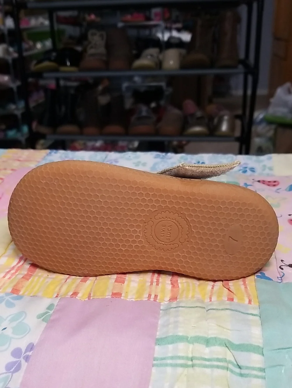 Livie & Luca Blue Canvas Mary Janes with Tan Strap Size 7 Carta II